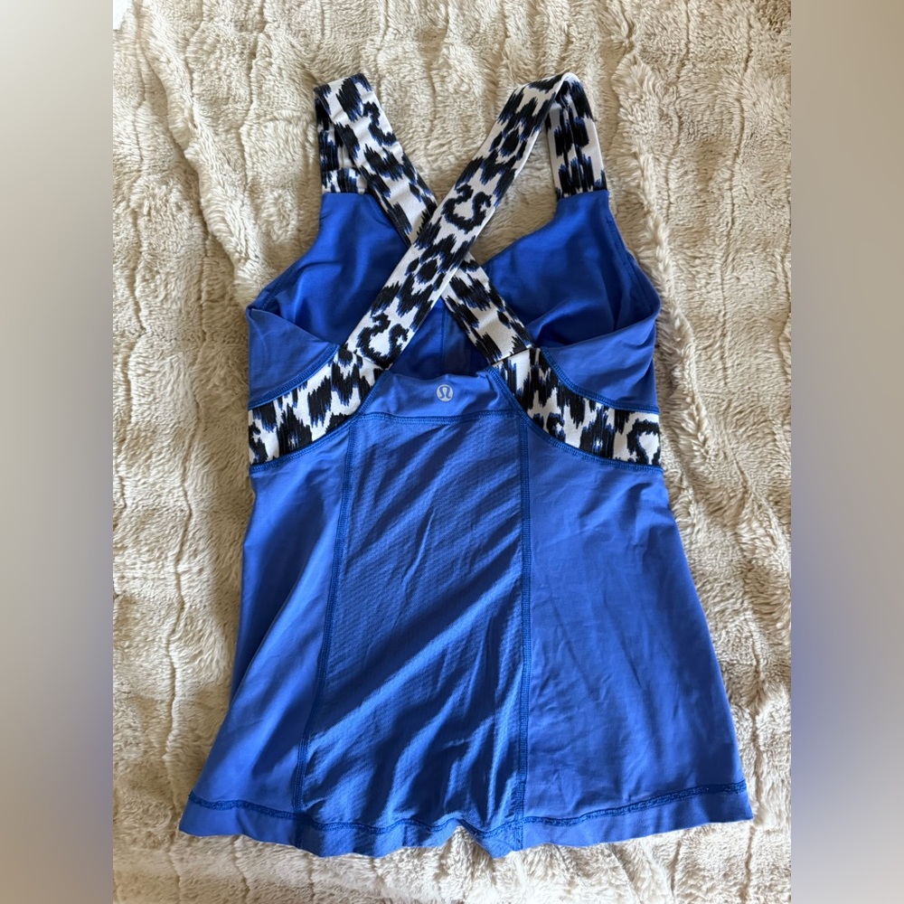 Lululemon Blue Athletic Tank Top with Patterned Straps